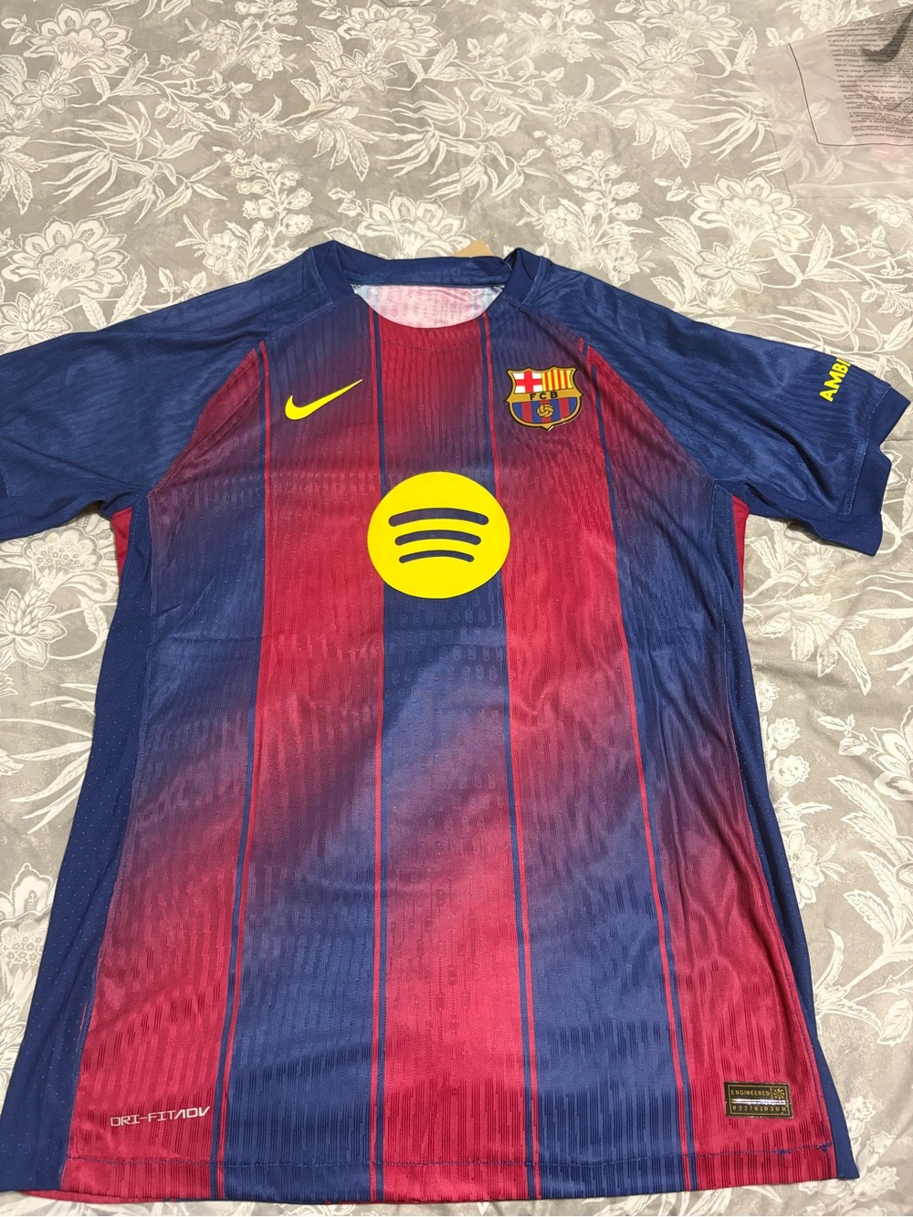 Nike Barcelona Home Soccer Jersey in Red, Blue with Yellow Accents